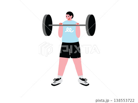 ダンベルを持ち上げる男性のイラスト 138553722