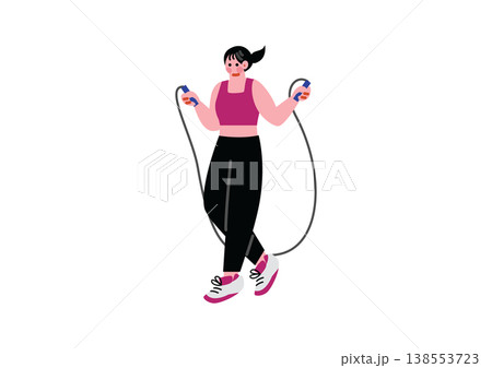 縄跳びを飛ぶ女性のイラスト 縄跳びを飛ぶ女性のイラスト 138553723