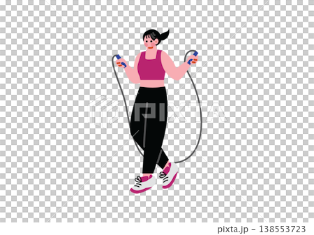縄跳びを飛ぶ女性のイラスト 縄跳びを飛ぶ女性のイラスト 138553723