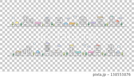 簡單的街景插畫集[用於背景、線稿、彩色] 138553876