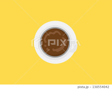 ホットカフェラテ　俯瞰　イメージ　イラスト 138554042