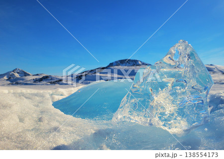 Clear ice in Iceland in spring time Clear ice in Iceland in spring time 138554173