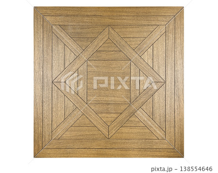 Wooden tabletop covered with oak veneer in marquetry style showing intricate patterns and design for furniture use Wooden tabletop covered with oak veneer in marquetry style showing intricate patterns and design for furniture use 138554646