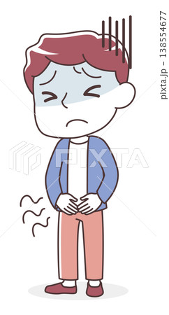 下腹部痛に苦しむ男性のイラスト(腹痛) 下腹部痛に苦しむ男性のイラスト(腹痛) 138554677