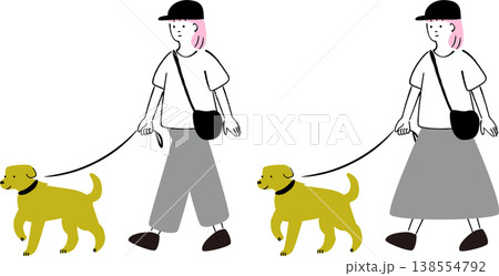 犬を散歩させる女性 犬を散歩させる女性 138554792
