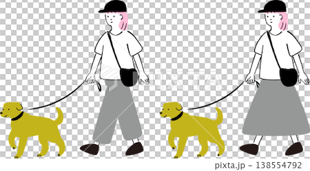 犬を散歩させる女性 犬を散歩させる女性 138554792