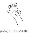 Hand gesture, bends fingers showing nails, animal posture, hand drawn 138554903