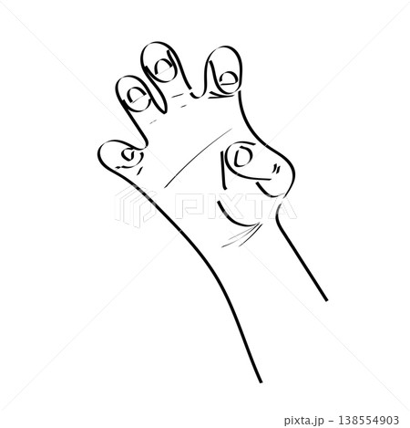 Hand gesture, bends fingers showing nails, animal posture, hand drawn Hand gesture, bends fingers showing nails, animal posture, hand drawn 138554903