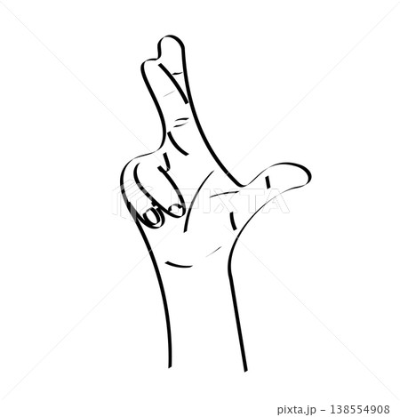 Crossed fingers hand gesture, good luck and hope sign 138554908