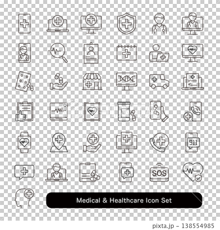Medical and healthcare icon set 138554985