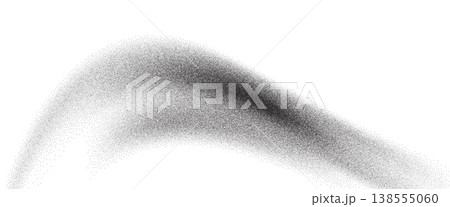 Grain wave background template. Gritty noise curved gradient with dots for presentation blank . Sand long splash. Vector trail with stippling effect backdrop. Powder noise grain brush stroke 138555060