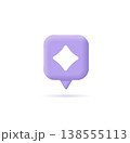 3d Purple Speech Bubble Icon with White Sparkle Sign Generate Content Concept Cartoon Design Style. Vector 138555113