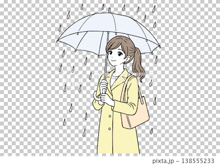 雨の日の笑顔の女性 138555233