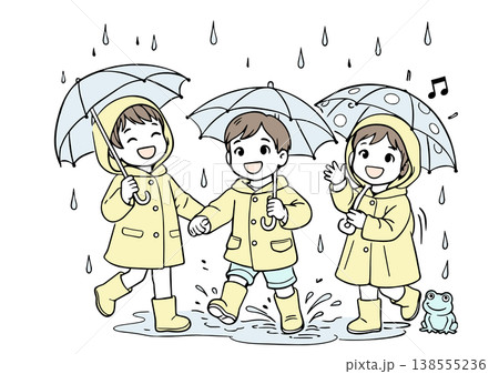 雨の日の楽しい子供たち 138555236