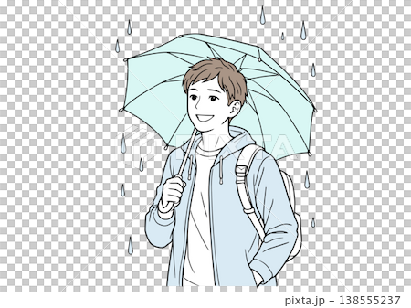 A young man smiling in the rain 138555237