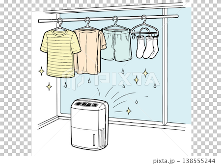 Indoor laundry drying scene 138555244