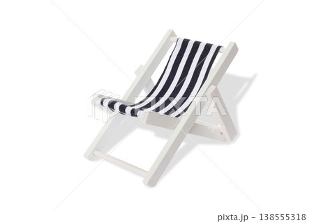 Deck chair with stripes set for summer relaxation, PNG Deck chair with stripes set for summer relaxation, PNG 138555318