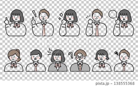 制服を着た学生男女のポーズと表情セット 制服を着た学生男女のポーズと表情セット 138555368