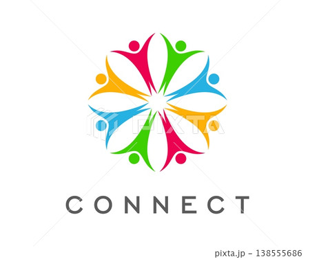 People connect and community icon of friendship and union symbol, vector emblem. Community people connection and unity or social network and team collaboration, partnership hands and teamwork sign People connect and community icon of friendship and union symbol, vector emblem. Community people connection and unity or social network and team collaboration, partnership hands and teamwork sign 138555686
