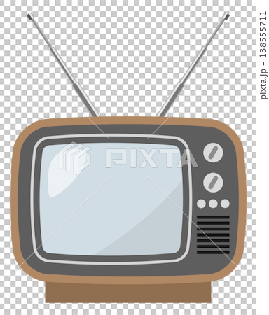 一張從正面拍攝的復古電視機的插圖。 138555711
