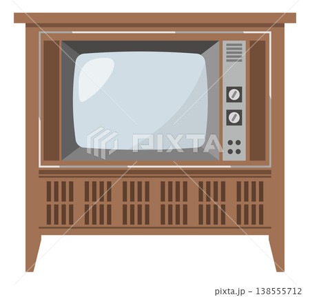 正面から見たレトロなテレビのイメージイラスト 138555712