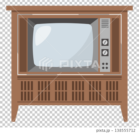 正面から見たレトロなテレビのイメージイラスト 138555712