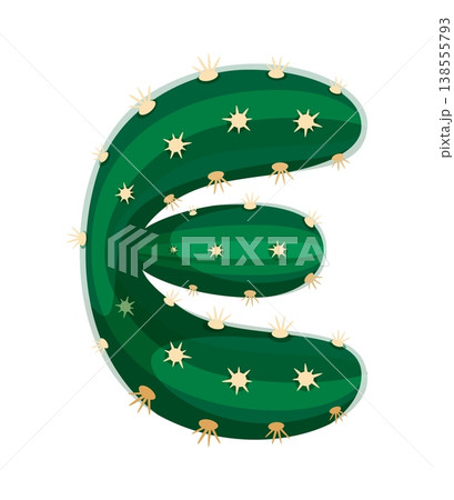 Cacti Mexican plant, cactus font cartoon letter E. Prickly succulent font letter, Mexican cacti cartoon type vector symbol. Desert cactus kids ABC typeface element or plant leaf typeset sign Cacti Mexican plant, cactus font cartoon letter E. Prickly succulent font letter, Mexican cacti cartoon type vector symbol. Desert cactus kids ABC typeface element or plant leaf typeset sign 138555793