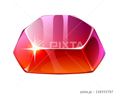 Cartoon casino gambling game jewel gem for lucky spin combination, vector icon. Cartoon red ruby gemstone jewel for casino slot machine or poker lucky spin combination, gamble game prize win 138555797