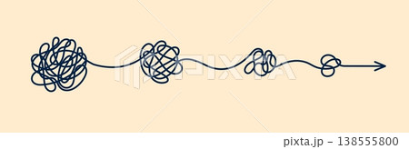 Simplify complex process to easy tasks and mind transform and psychology, line vector icon. Mind evolution, personal growth or business strategy and therapy process from complex to easy solution Simplify complex process to easy tasks and mind transform and psychology, line vector icon. Mind evolution, personal growth or business strategy and therapy process from complex to easy solution 138555800