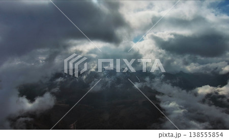 Aerial high view of dramatic clouds and sun Aerial high view of dramatic clouds and sun 138555854