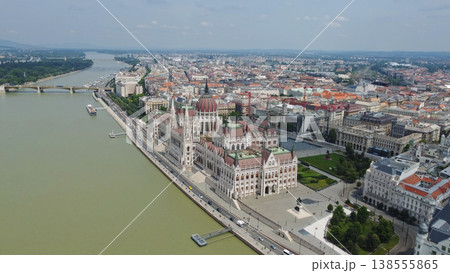 Hungarian Parliament building on Danube river Hungarian Parliament building on Danube river 138555865