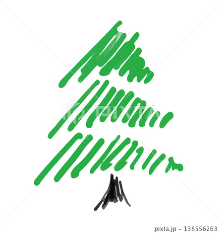 線画風のシンプルなもみの木イラスト 手描きイラスト素材 138556263