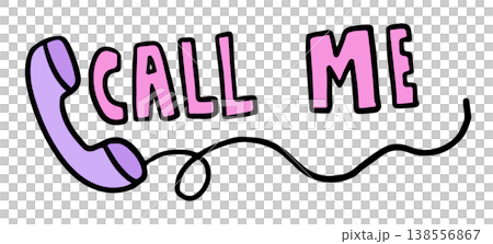 Hand drawn home phone with CALL ME letters for communication, calling, trip, device, vacation, travel, leisure, sticker, icon, online shopping, spring, summer, holiday, y2k decoration, entertainment Hand drawn home phone with CALL ME letters for communication, calling, trip, device, vacation, travel, leisure, sticker, icon, online shopping, spring, summer, holiday, y2k decoration, entertainment 138556867