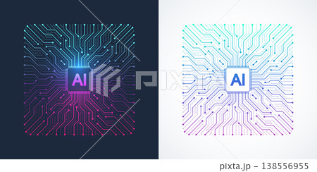 Modern handmade vector icon, sign, logo circuit line style in the Artificial intelligence concept. Set AI processor icon flat design. Motherboard digital chip AI. Modern handmade vector icon, sign, logo circuit line style in the Artificial intelligence concept. Set AI processor icon flat design. Motherboard digital chip AI. 138556955