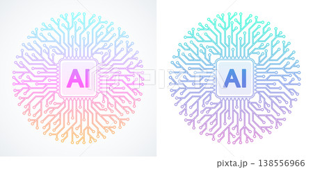 Modern handmade vector icon, sign, logo circuit line style in the Artificial intelligence concept. Set AI processor icon flat design. Motherboard digital chip AI. Modern handmade vector icon, sign, logo circuit line style in the Artificial intelligence concept. Set AI processor icon flat design. Motherboard digital chip AI. 138556966