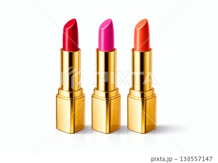 ゴールドケースのリップスティック3色（赤・ピンク・コーラル） 138557147