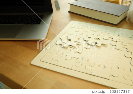 Blank White Jigsaw Puzzle Blank White Jigsaw Puzzle 138557357