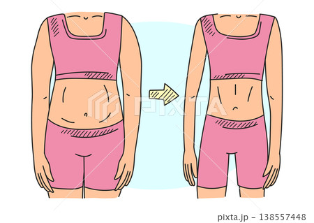 Fat and thin body doodle vector isolated Fat and thin body doodle vector isolated 138557448
