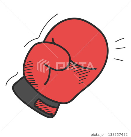 Red boxing glove doodle icon Red boxing glove doodle icon 138557452