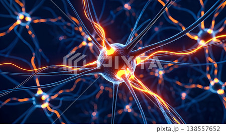 glowing neuron cell neural network abstract biological background artificial intelligence brain activity science medicine concept microscopic macro photography bright orange digital illustration glowing neuron cell neural network abstract biological background artificial intelligence brain activity science medicine concept microscopic macro photography bright orange digital illustration 138557652
