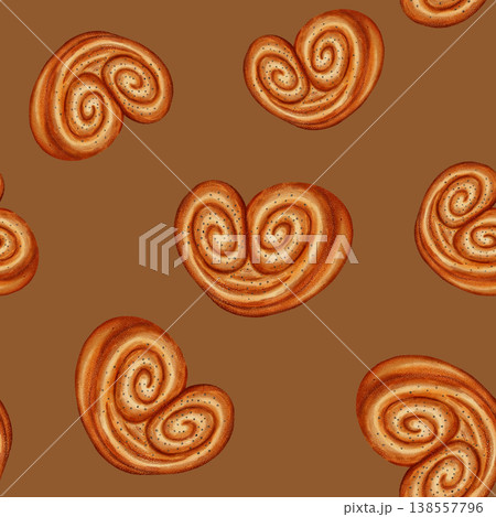 Watercolor seamless pattern with a variety of baked goods. Perfect for bakeries, coffee shops, packaging, branding, menu and design, cookbooks, and recipes. Hand-drawn bakery background. Watercolor seamless pattern with a variety of baked goods. Perfect for bakeries, coffee shops, packaging, branding, menu and design, cookbooks, and recipes. Hand-drawn bakery background. 138557796