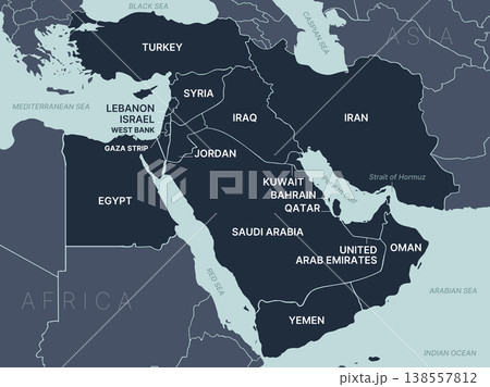 Political middle east asia map, infographic Political middle east asia map, infographic 138557812