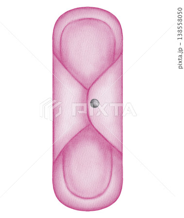Watercolor illustration of a reusable cloth menstrual pad with snaps. Eco-friendly feminine hygiene and zero waste period products concept. Watercolor illustration of a reusable cloth menstrual pad with snaps. Eco-friendly feminine hygiene and zero waste period products concept. 138558050