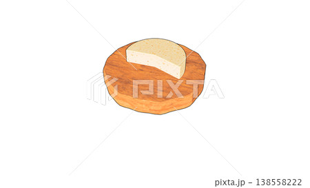 カットされた丸いチーズの3Dイラスト 138558222