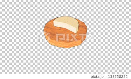 3D illustration of a cut round piece of cheese 138558222