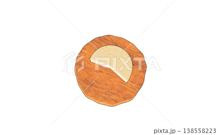 木の板に乗せたカマンベールチーズの3Dイラスト 138558223