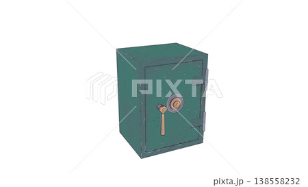 緑色の金庫の3Dイラスト 138558232