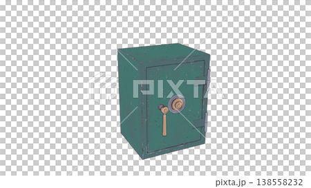 緑色の金庫の3Dイラスト 138558232