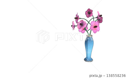 赤い花のフラワーアレンジメントの3Dイラスト 138558236