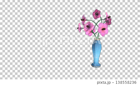 赤い花のフラワーアレンジメントの3Dイラスト 138558236